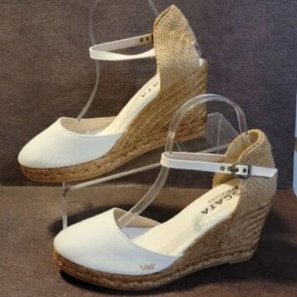 Viscata Barcelona Satuna Off White Canvas Wedges - Picture 1 of 15